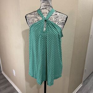 Adrianna Papell Green Printed Halter Keyhole Camisole